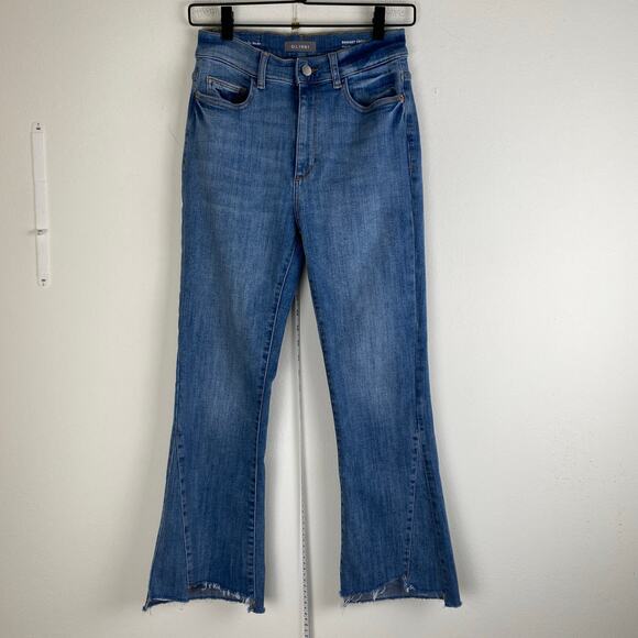 DL1961 Bridget Cropped Boot Jeans Size 26 Ludgate Blue Raw Hem Classic Staple - Picture 8 of 15